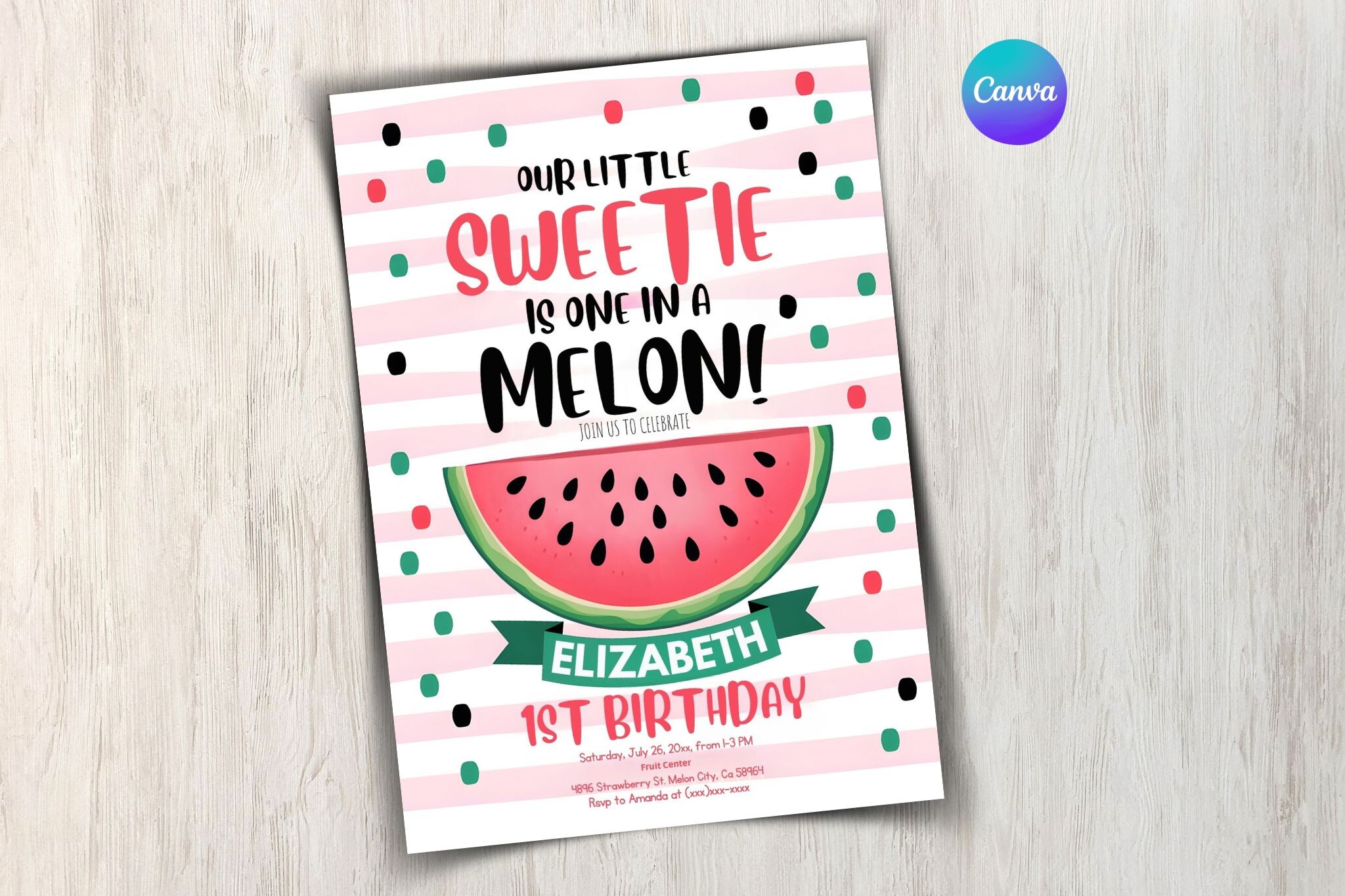 Strawberry Birthday Invitation Template