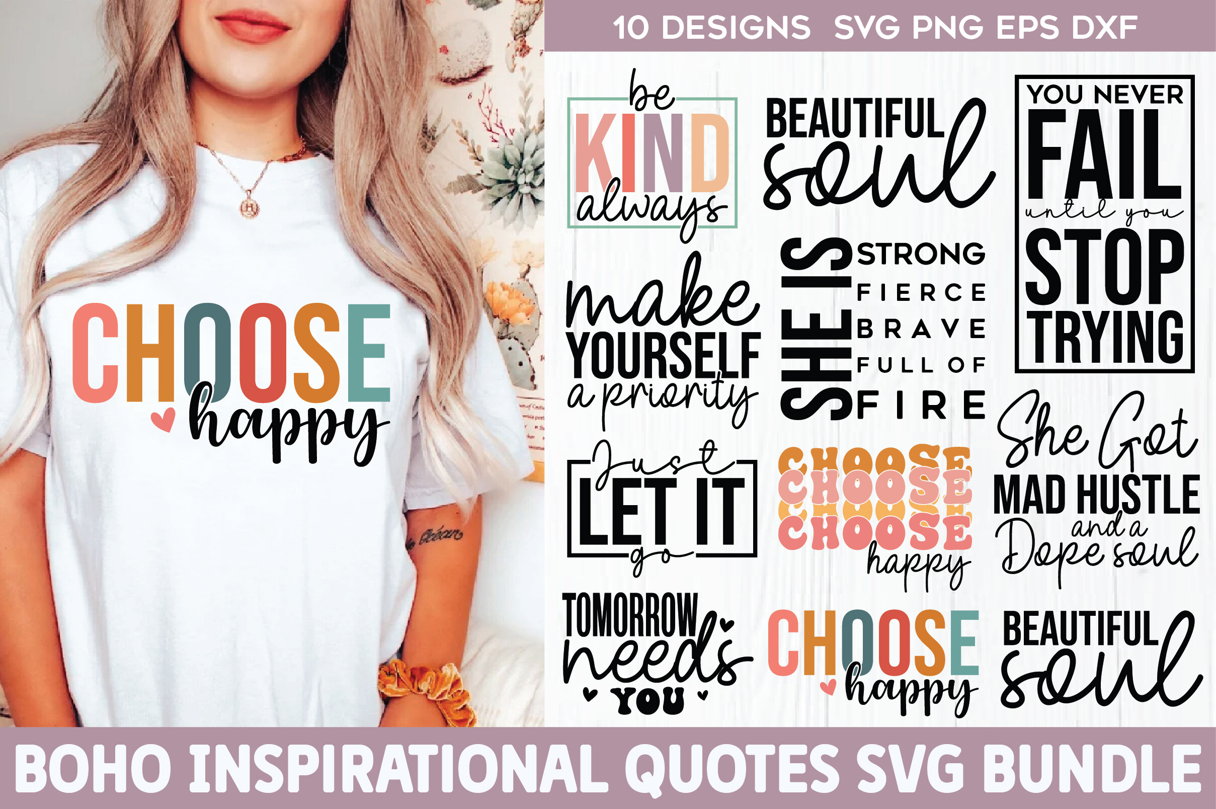 Boho Inspirational Quotes SVG Bundle Graphic by crafthome · Creative ...