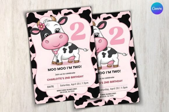 Cow Birthday Invitation Template