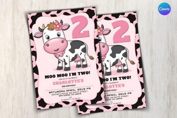 Cow Birthday Invitation Template