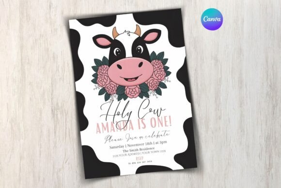 Cow Birthday Invitation Template