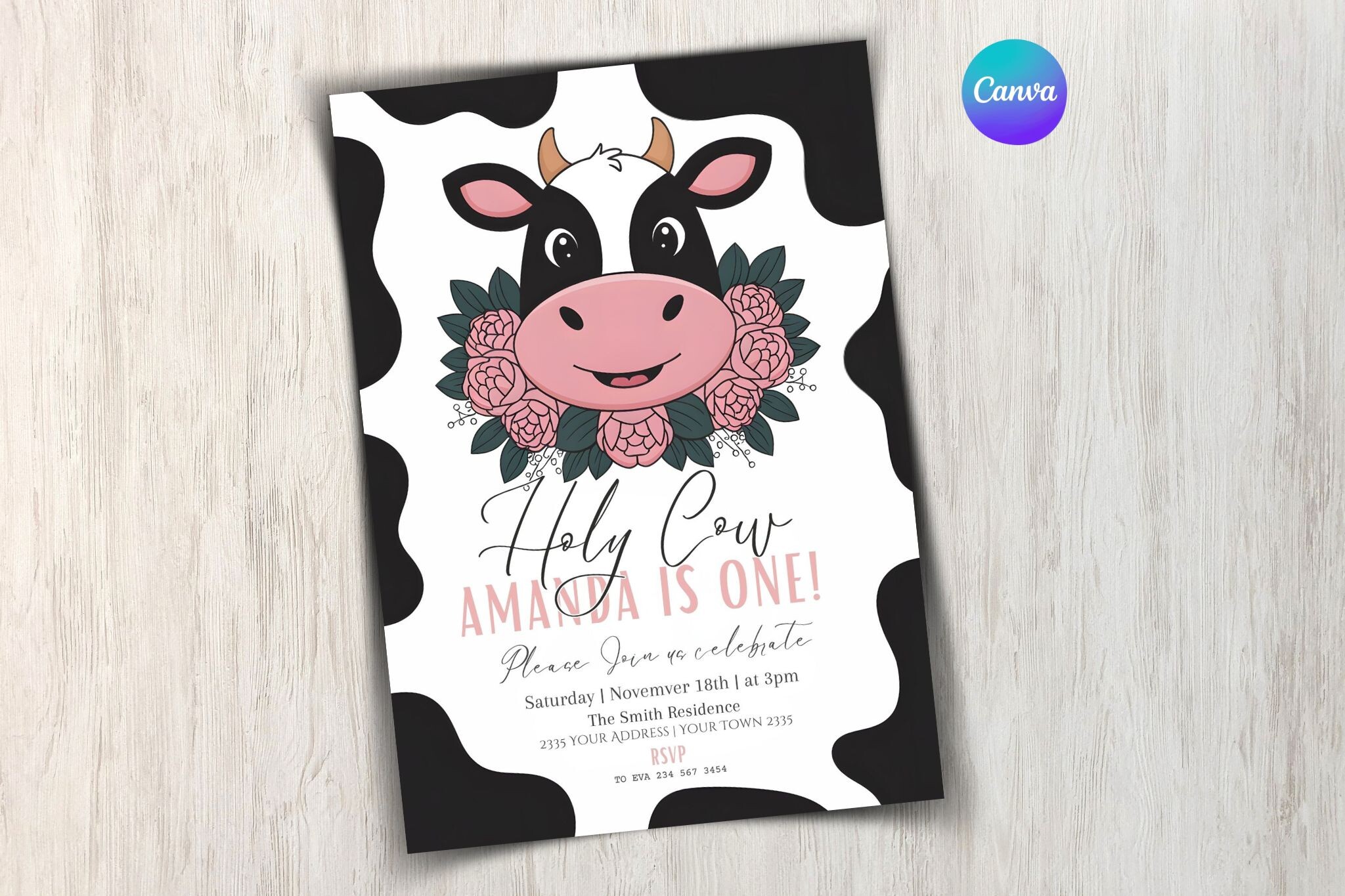 Cow Birthday Invitation Template