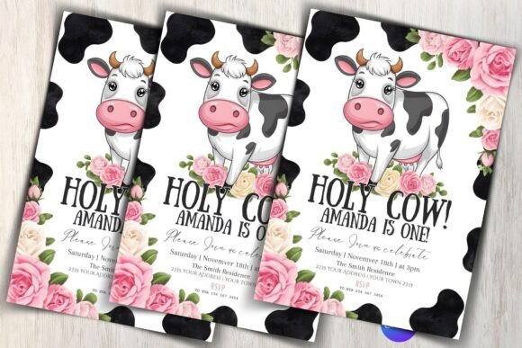 Cow Birthday Invitation Template
