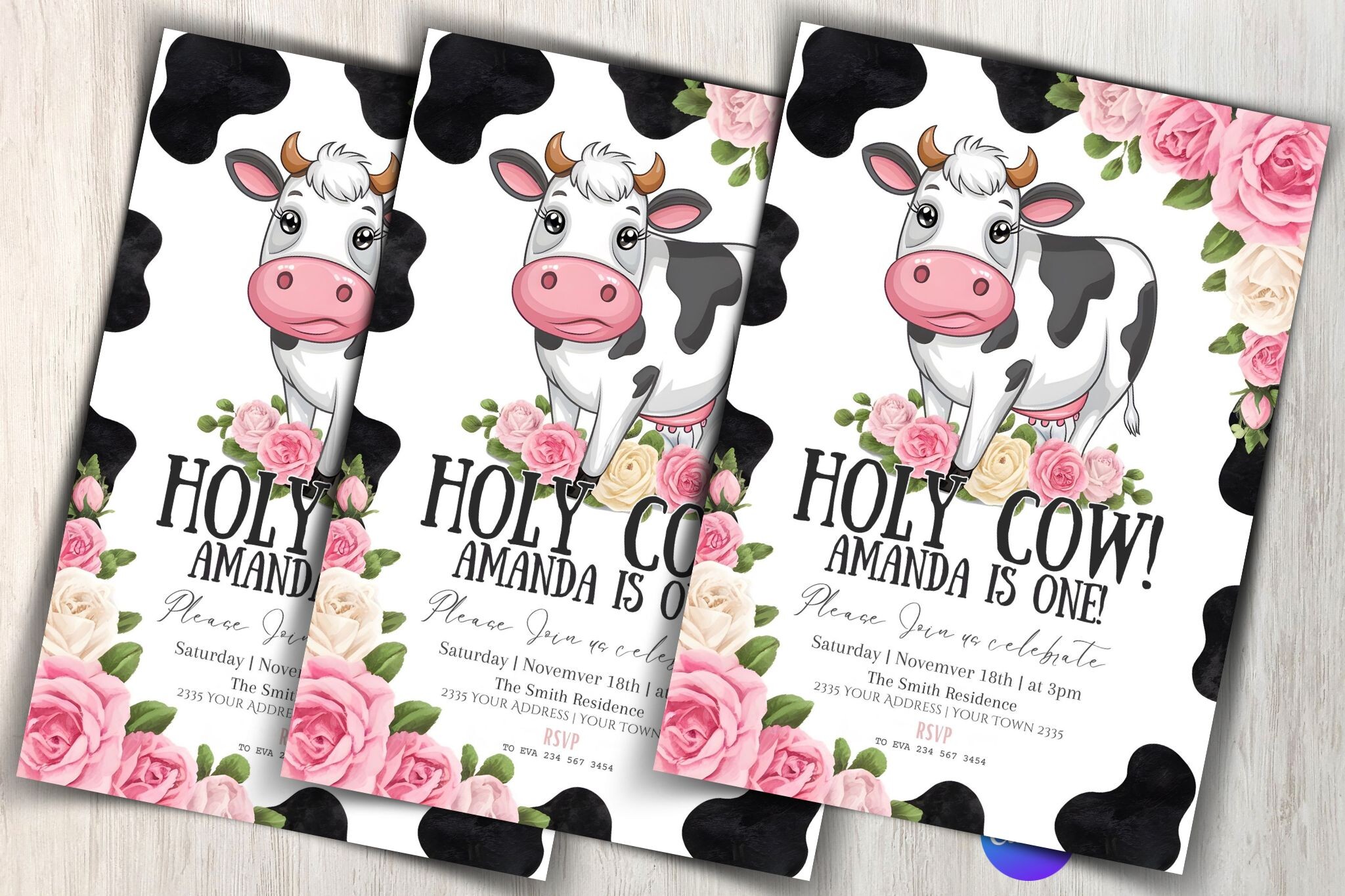 Cow Birthday Invitation Template