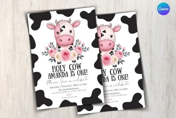 Cow Birthday Invitation Template