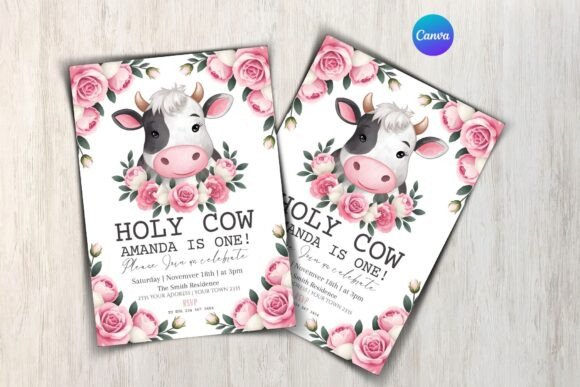 Cow Birthday Invitation Template