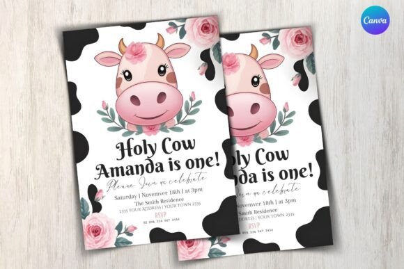 Cow Birthday Invitation Template
