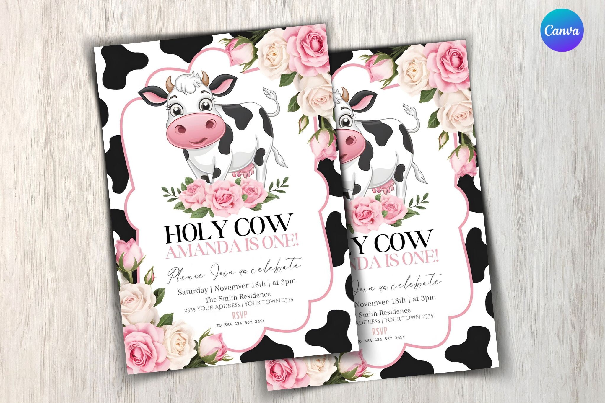 Cow Birthday Invitation Template