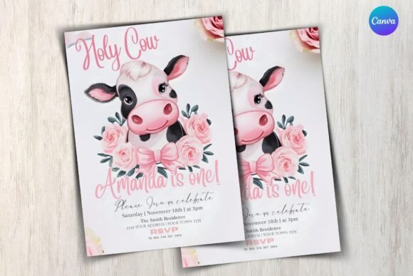 Cow Birthday Invitation Template