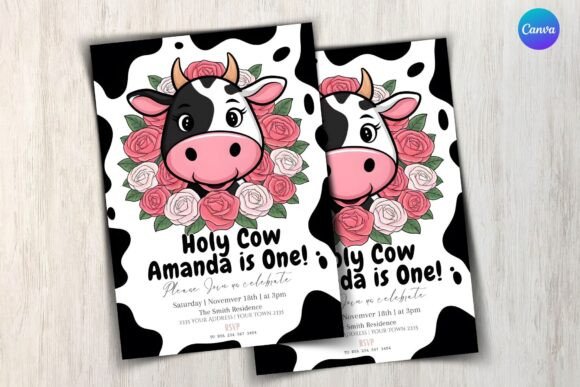 Cow Birthday Invitation Template