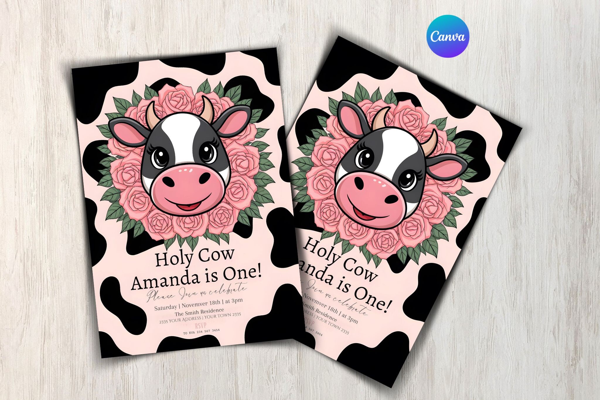 Cow Birthday Invitation Template