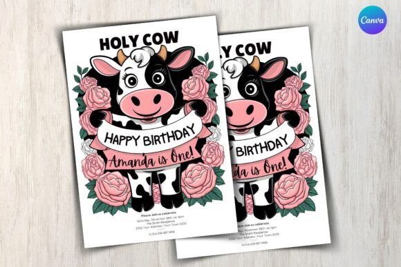 Cow Birthday Invitation Template