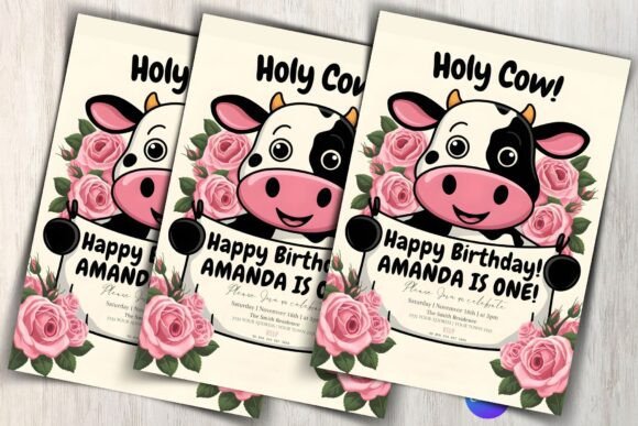Cow Birthday Invitation Template