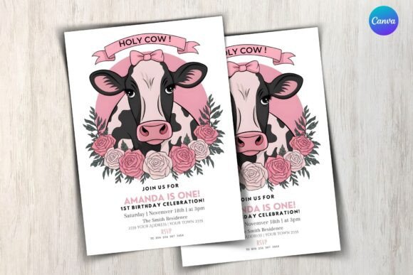 Cow Birthday Invitation Template