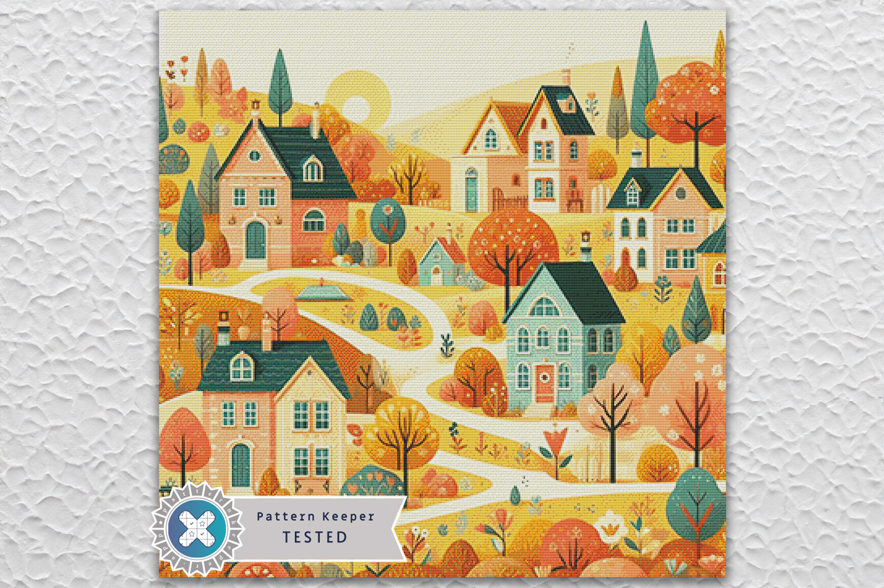 Cross Stitch Pattern Folk Village Houses