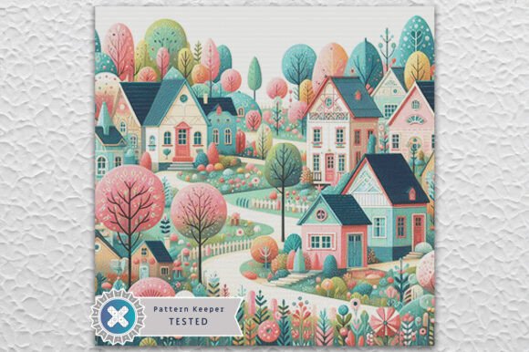 Cross Stitch Pattern Folk Village Houses