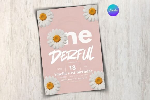 Daisy 1st Birthday Invitation Template