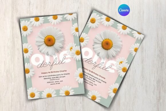 Daisy 1st Birthday Invitation Template