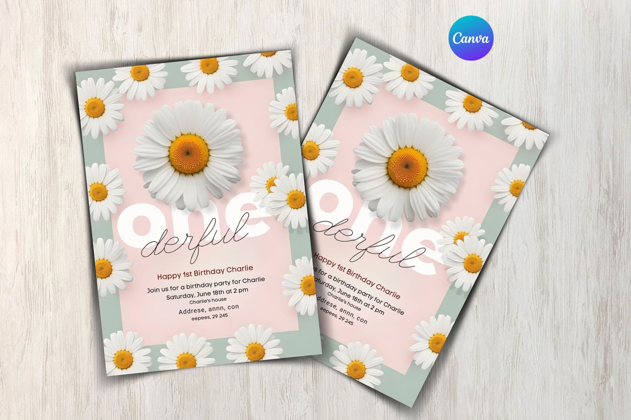 Daisy 1st Birthday Invitation Template