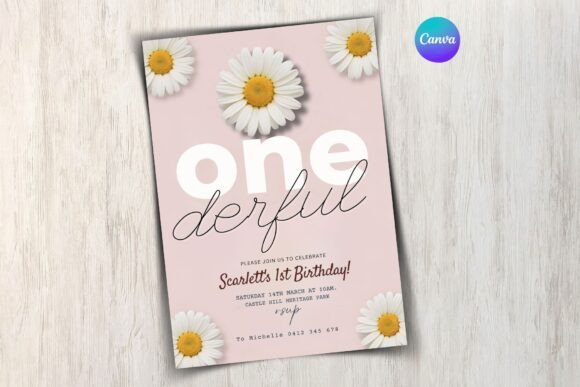 Daisy 1st Birthday Invitation Template