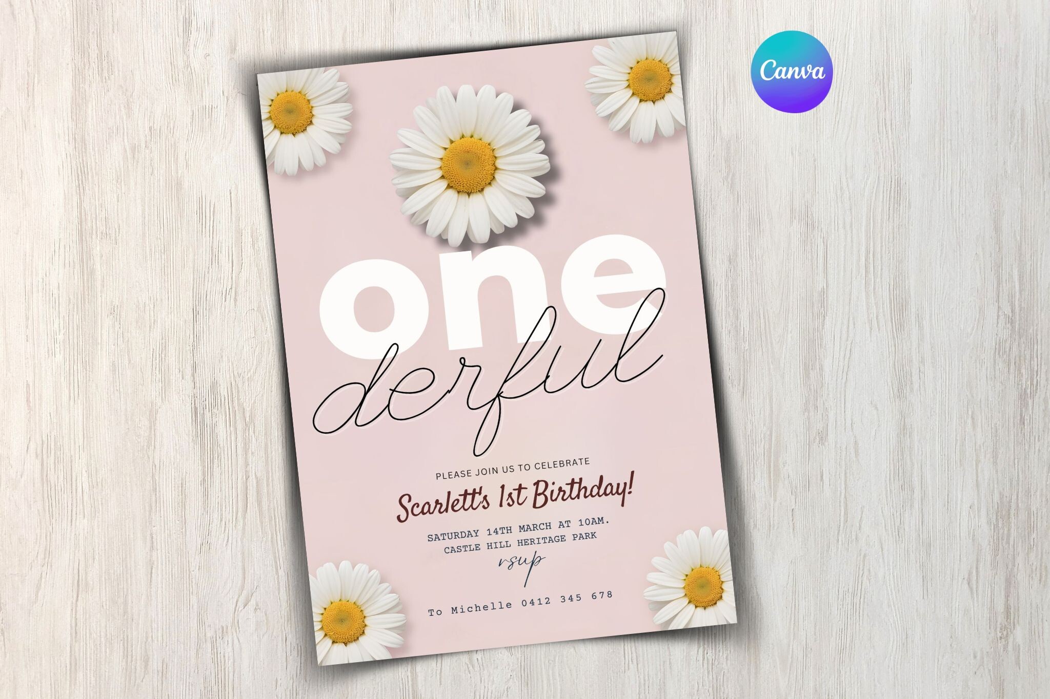 Daisy 1st Birthday Invitation Template