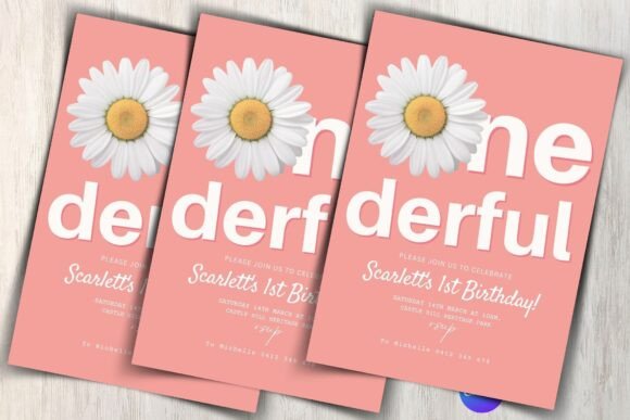Daisy 1st Birthday Invitation Template