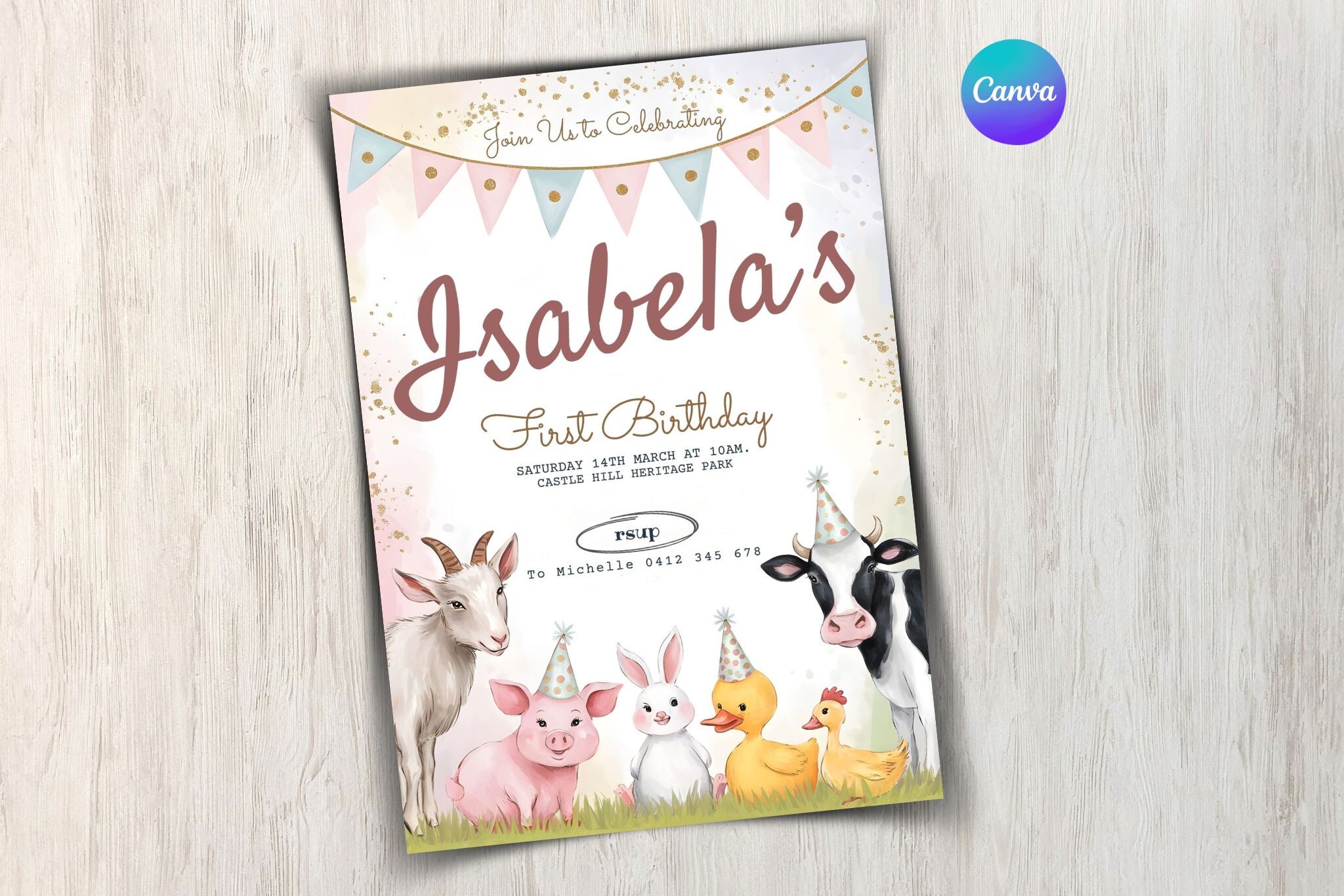 Editable Farm Birthday Invitation