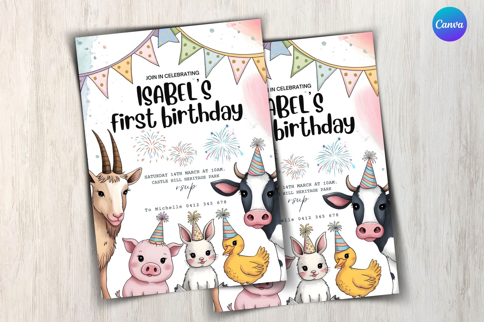 Editable Farm Birthday Invitation