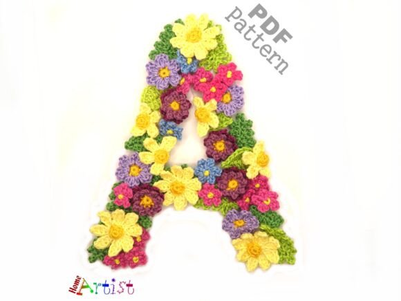 Flower Letter a Ccrochet Applique Patter