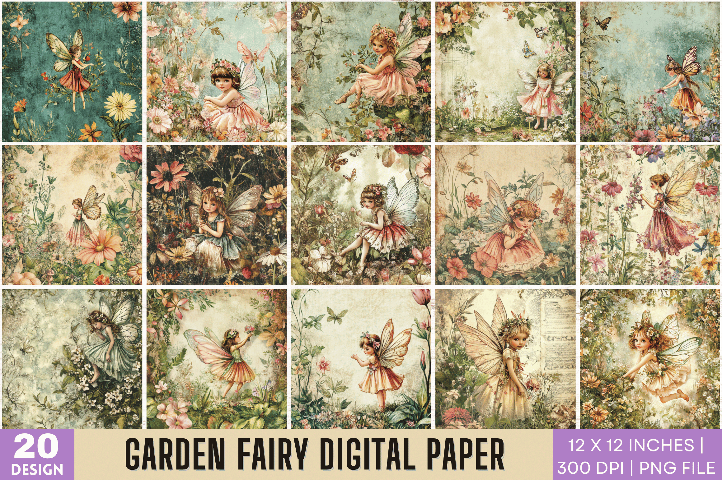 Garden Fairy Digital Paper Bundle Graphic by Digital_Art12 · Creative ...