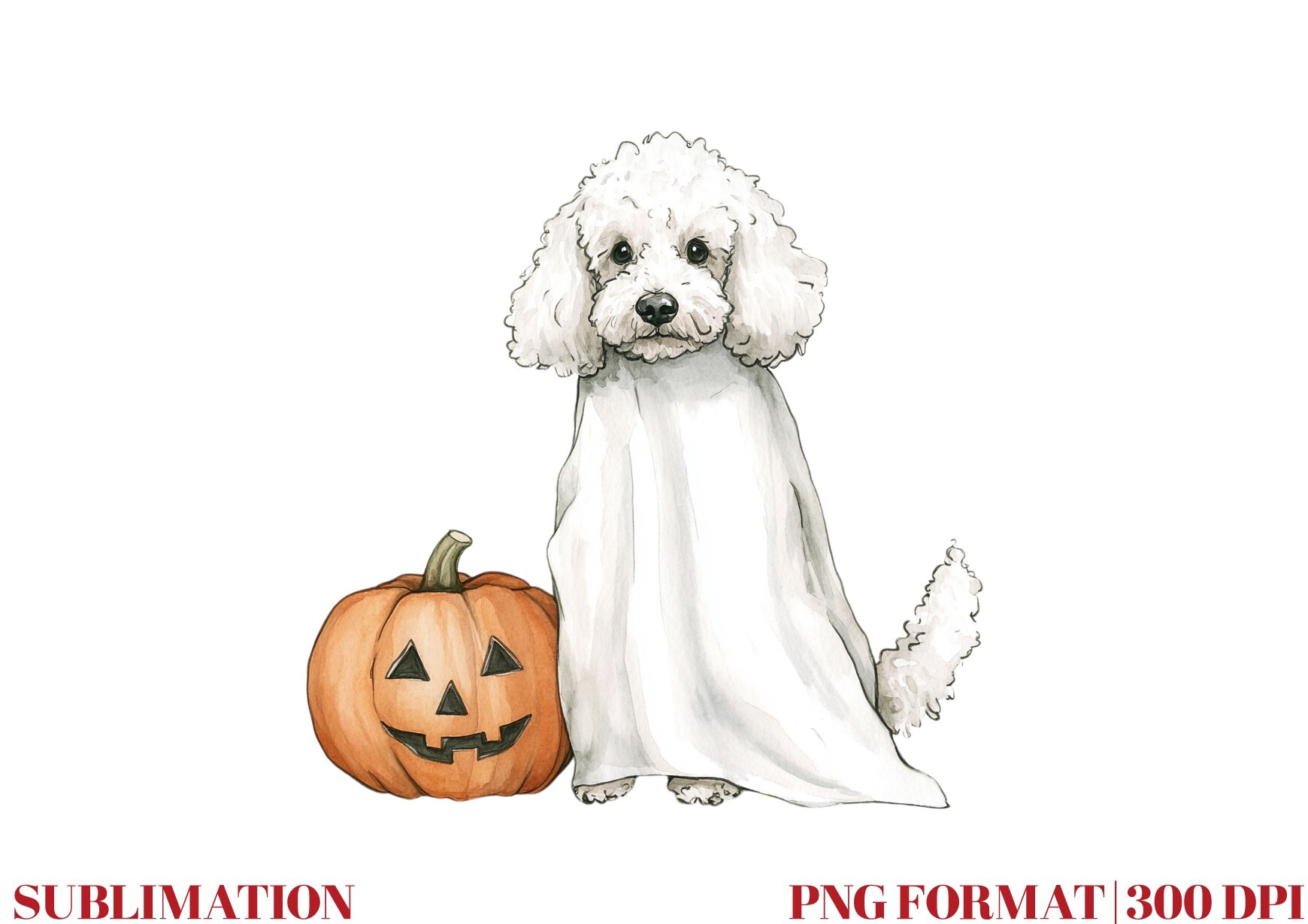 Ghost Poodle Dog Pumpkin Clipart Graphic by Mirawillson · Creative Fabrica