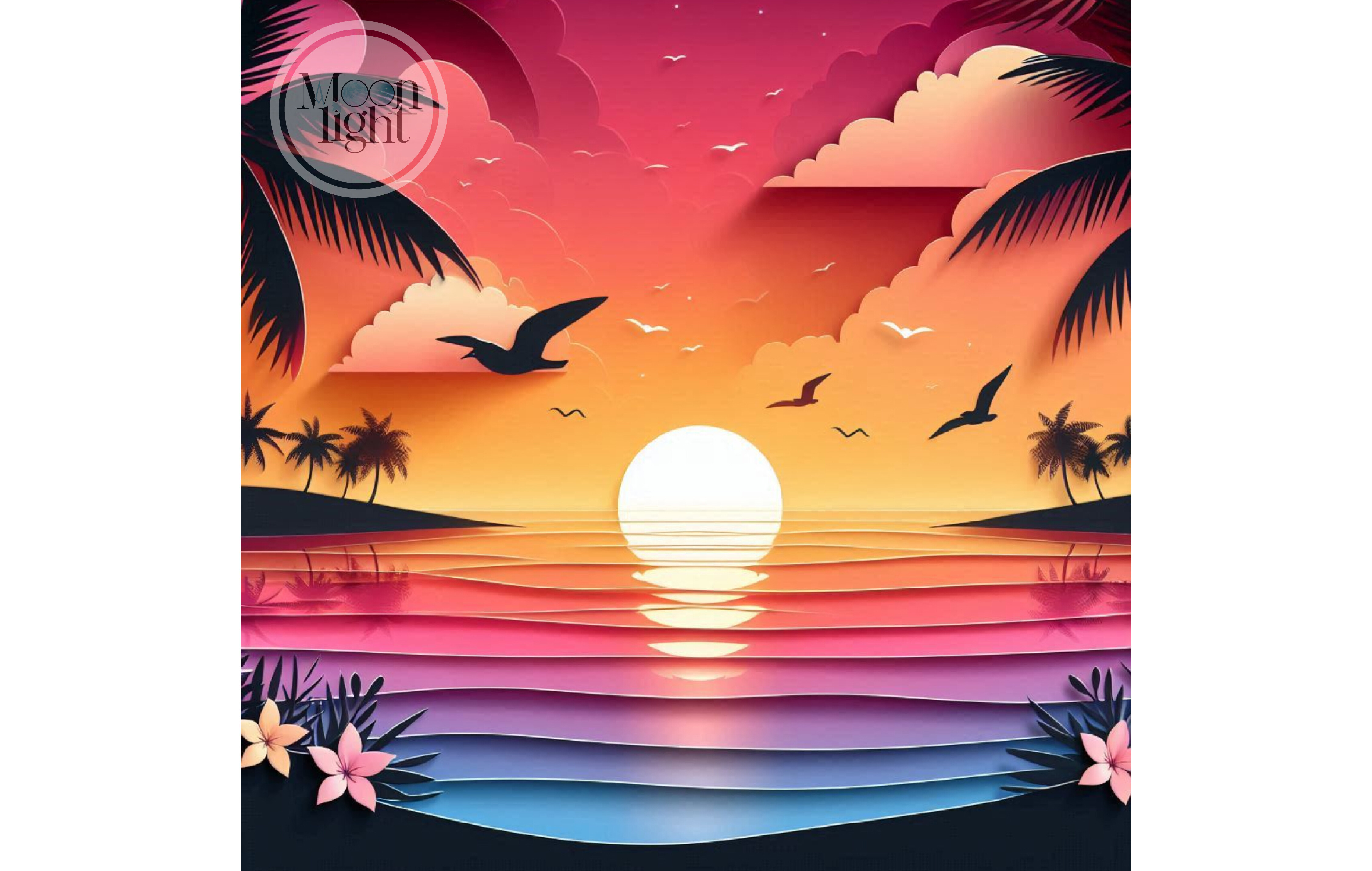 Sunset on the Ocean Digital Paper 88 Graphic by moonlight craft ...