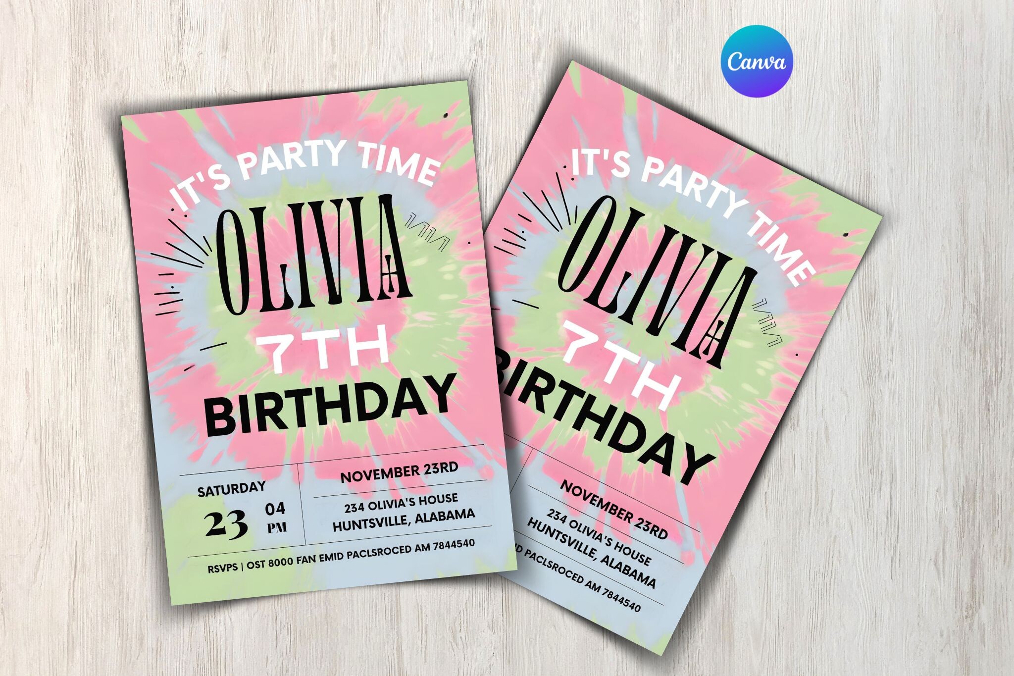 Tie Dye Birthday Invitation