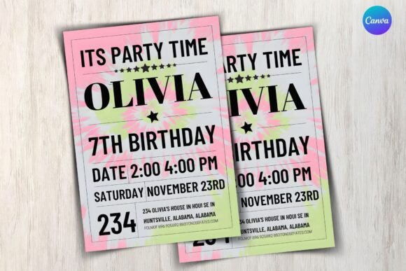 Tie Dye Birthday Invitation