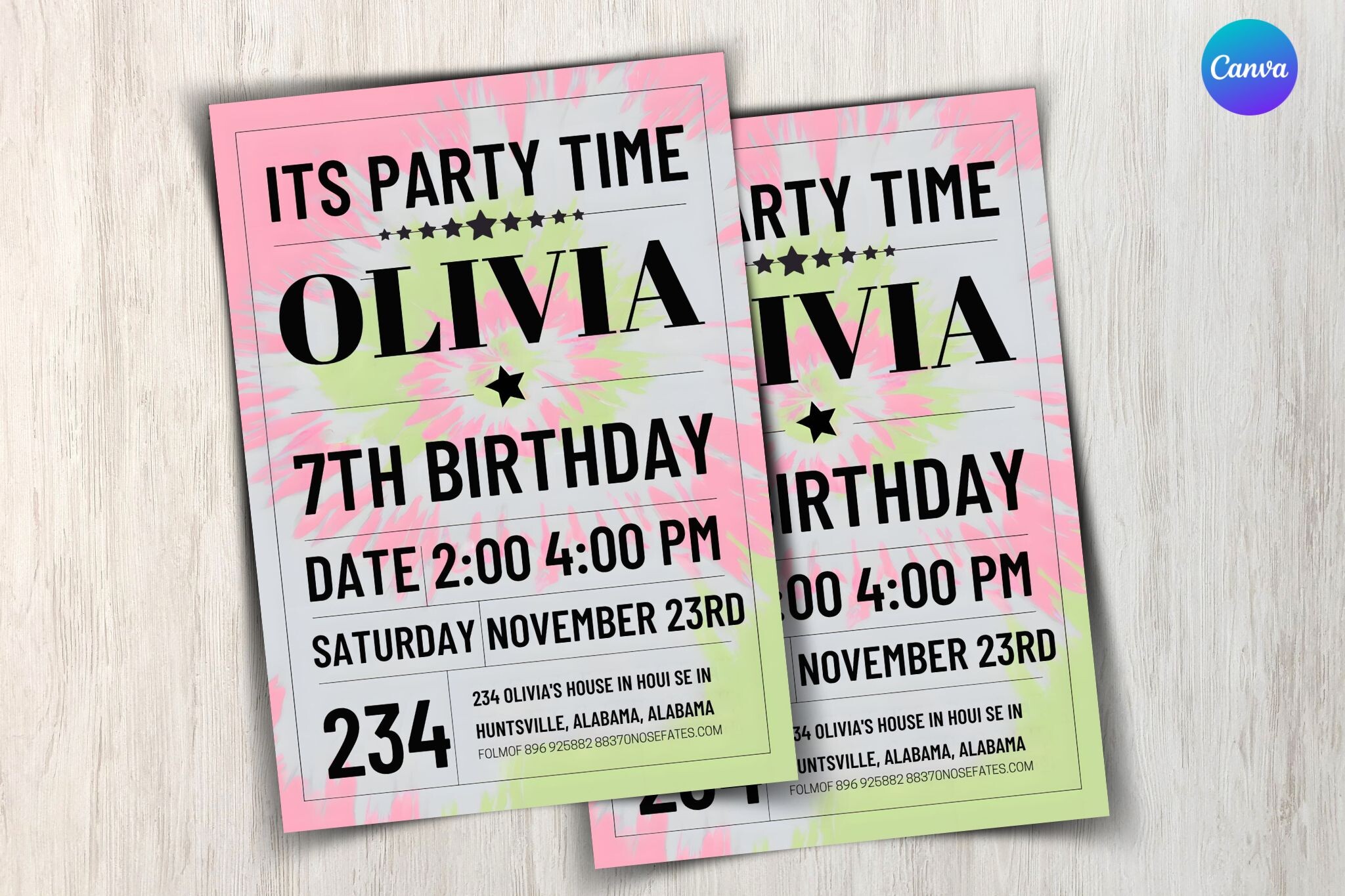 Tie Dye Birthday Invitation