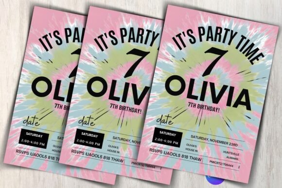 Tie Dye Birthday Invitation