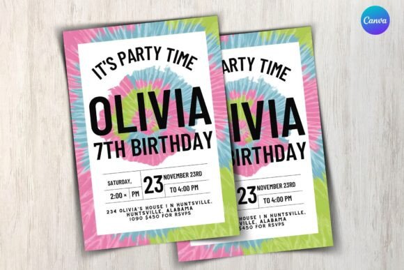 Tie Dye Birthday Invitation