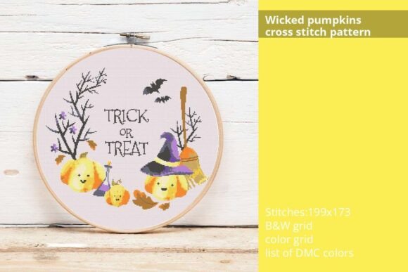 Wicked Pumpkins Cross Stitch Pattern,