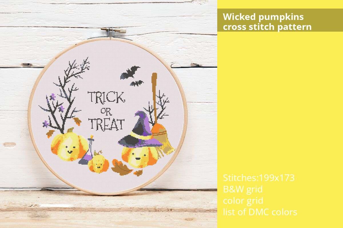 Wicked Pumpkins Cross Stitch Pattern,