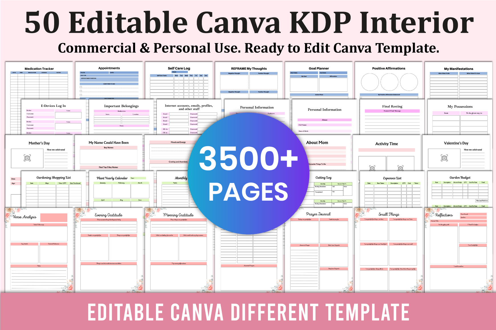 50 Editable Canva KDP Interior for Canva