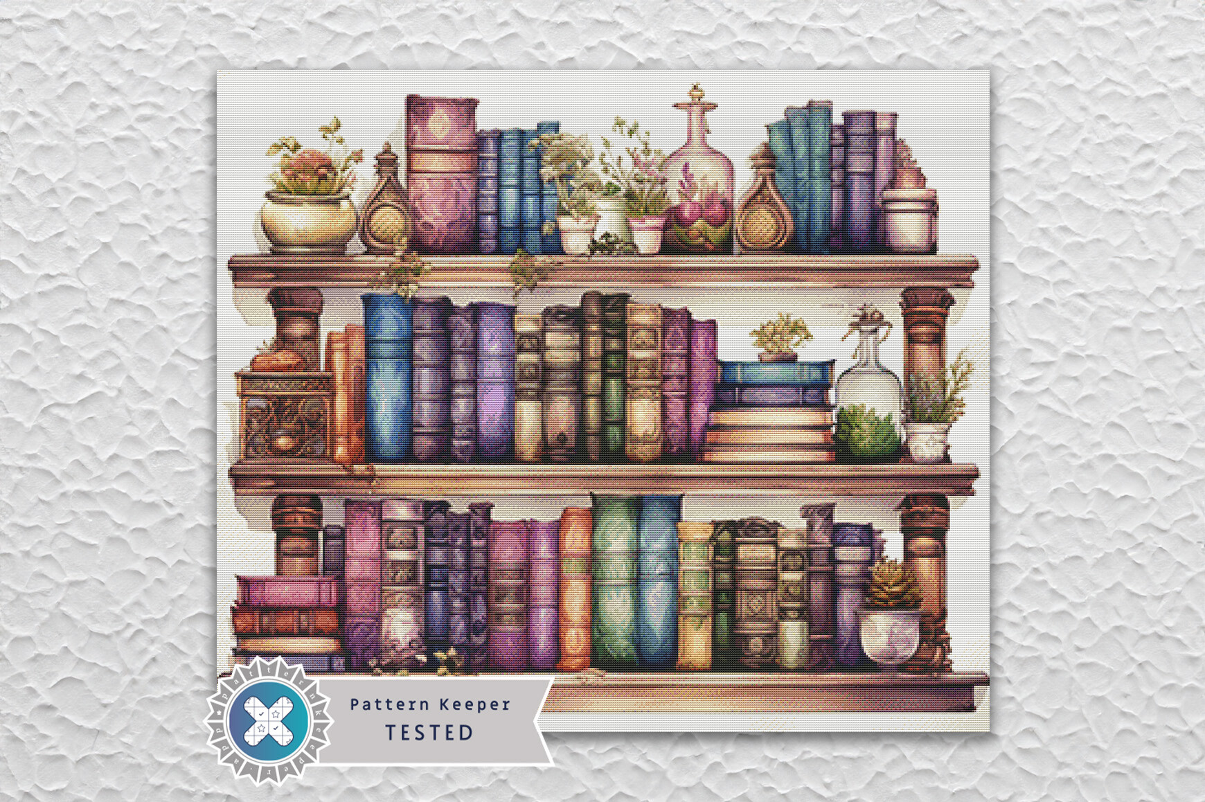 Bookshelf Plants Cross Stitch Pattern
