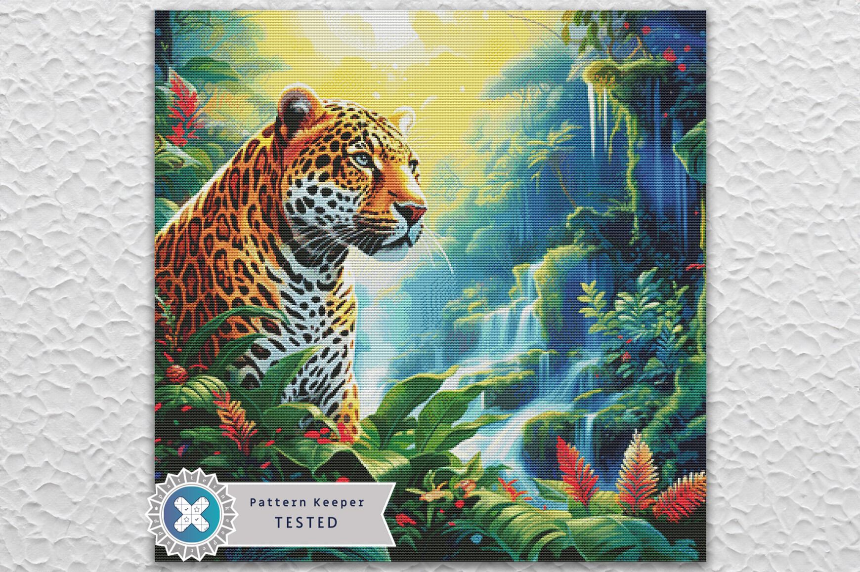 Cross Stitch Pattern Leopard Waterfall