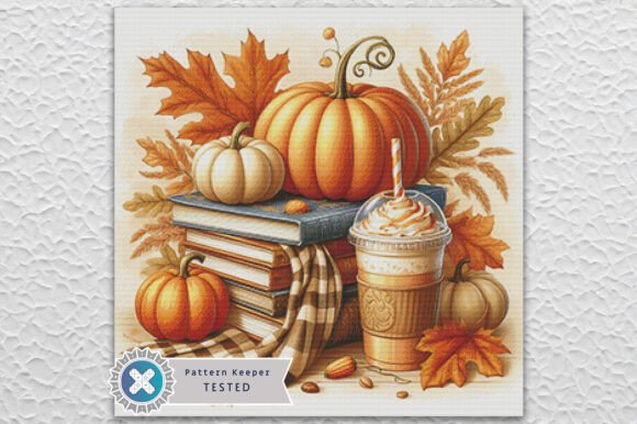 Fall Pumpkin Coffee Cross Stitch Pattern