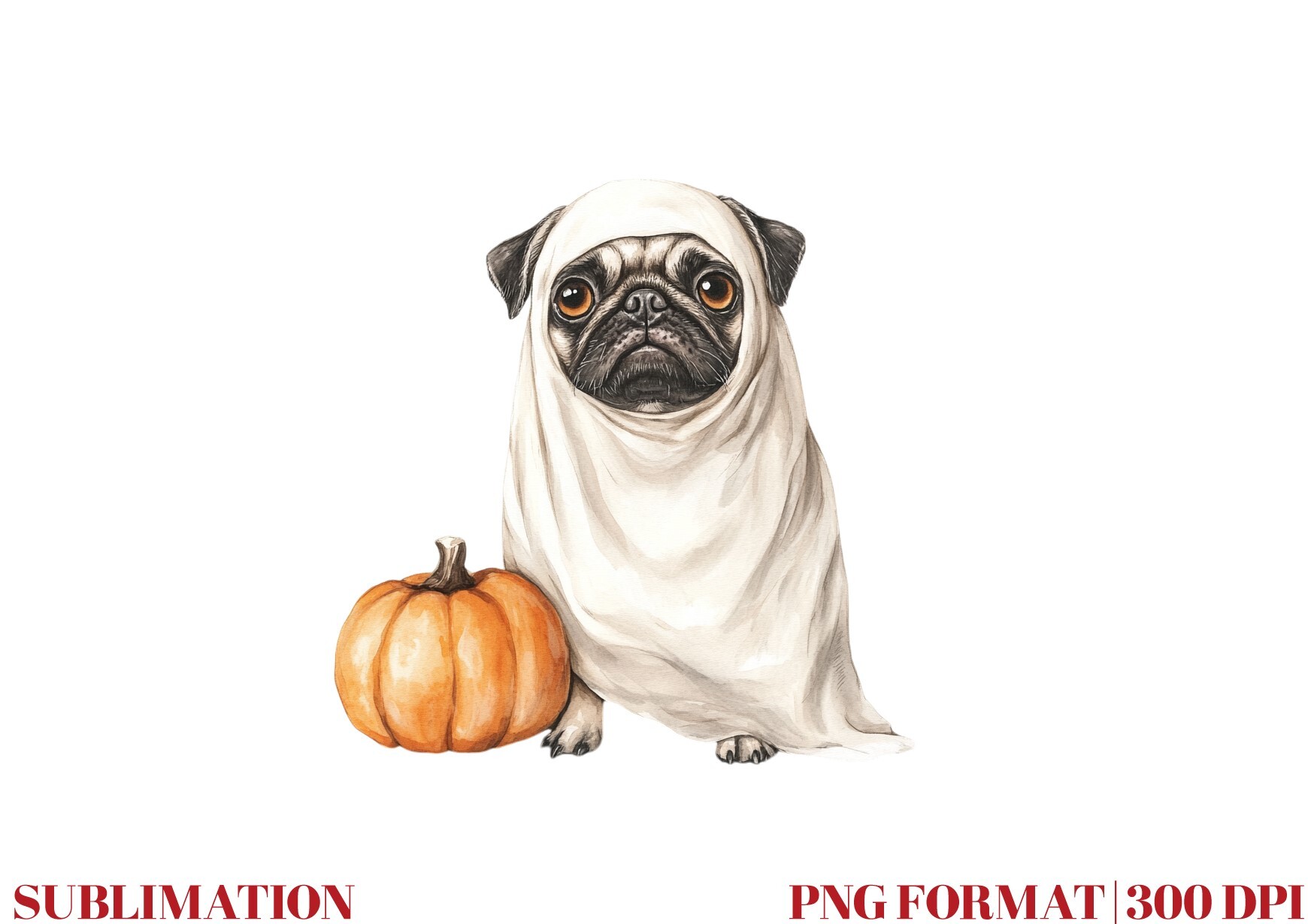 Ghost Pug Dog Pumpkin Clipart Graphic by Mirawillson · Creative Fabrica