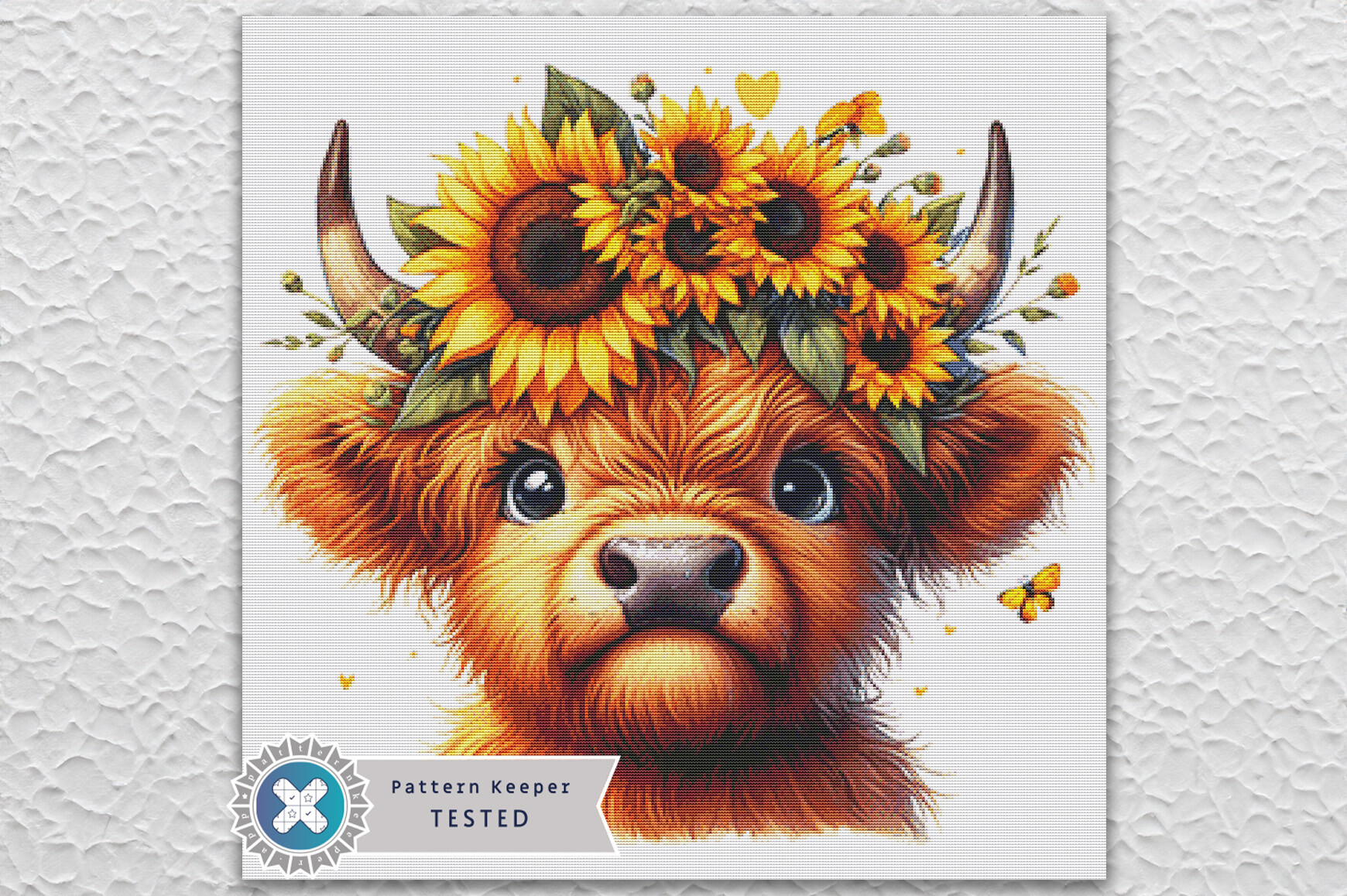 Highland Cow Sunflower Cross Stitch PDF