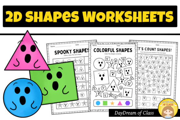 Kindergarten 2D Shapes No Prep Worksheet