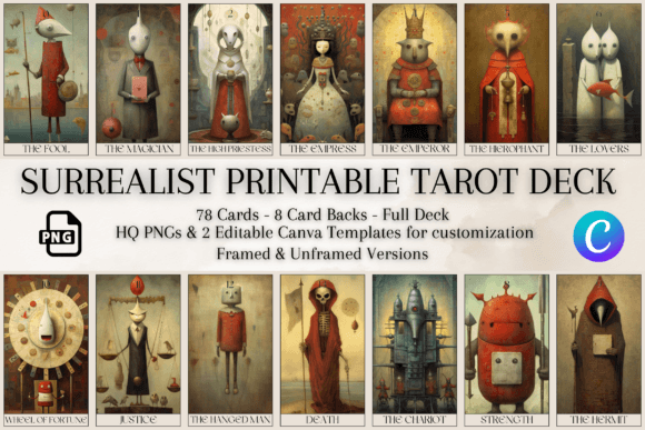 Surrealist Printable Tarot Deck 78 Cards