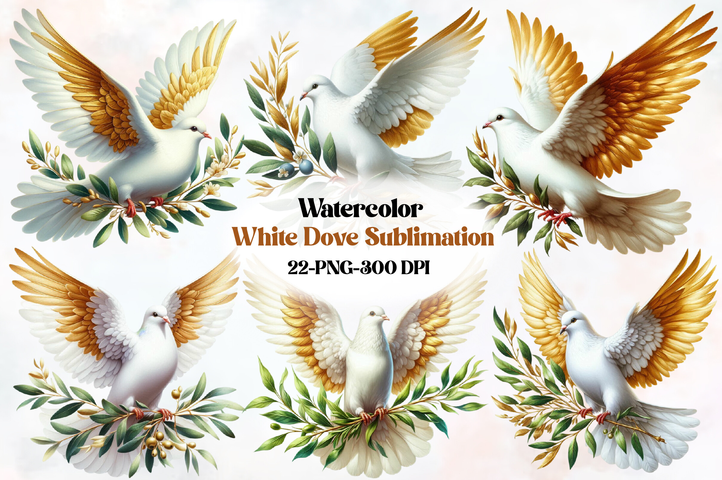 White Dove Sublimation Clipart Bundle Graphic by Designworld · Creative ...