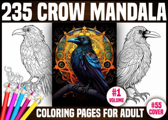 235 Crow Mandala Coloring Pages - KDP