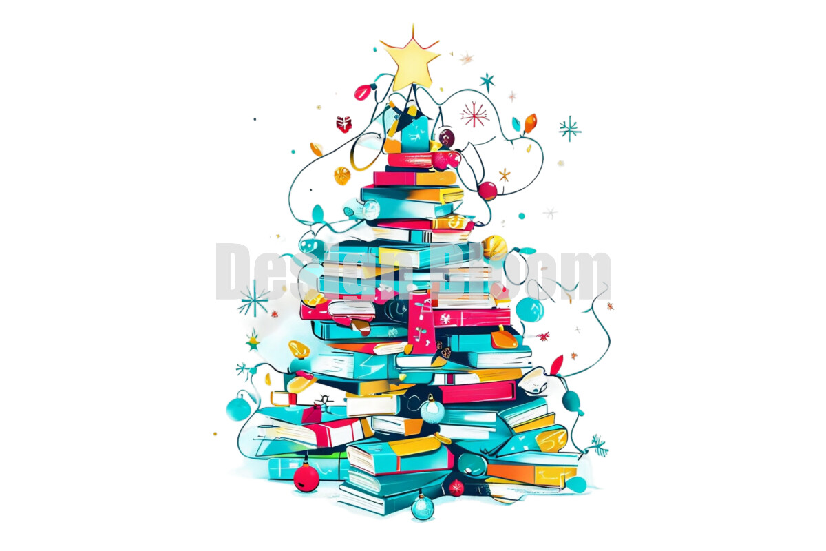 Charming Book Christmas Tree Design Graphic by Design BLOOM · Creative ...